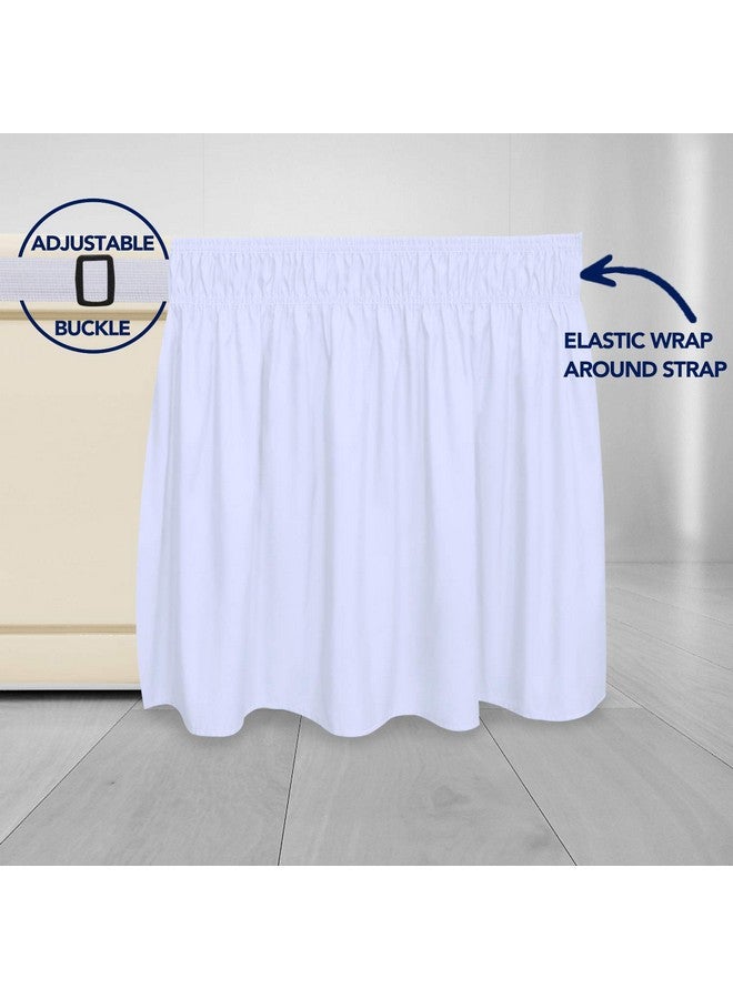 PureFit Wrap Around Ruffled Bed Skirt with Adjustable Elastic Belt - 18 Inch Drop Easy to Put On, Wrinkle Free Bedskirt Dust Ruffles, Frame Cover for Queen, King and C-King Size Beds, White - Image 4