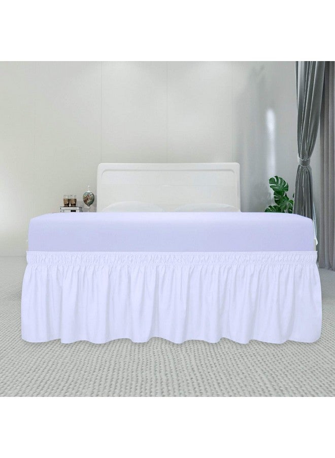 PureFit Wrap Around Ruffled Bed Skirt with Adjustable Elastic Belt - 18 Inch Drop Easy to Put On, Wrinkle Free Bedskirt Dust Ruffles, Frame Cover for Queen, King and C-King Size Beds, White - Image 2