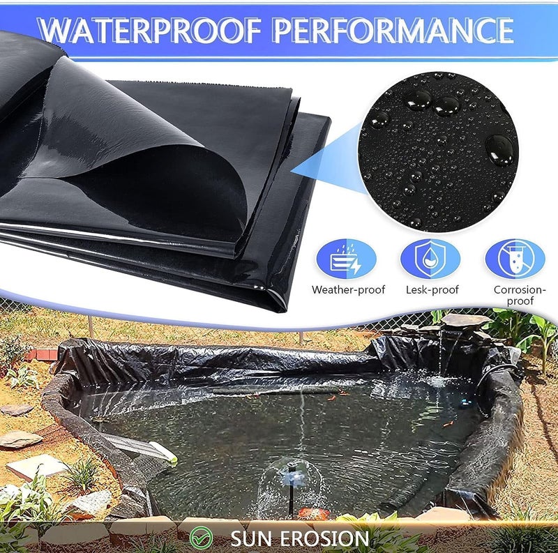 ToLanbbt بطانة بركة 10 قدم × 10 قدم من HDPE، بطانة بركة مسبقة التشكيل مقاومة للأشعة فوق البنفسجية بسمك 20 مل، سهلة القطع، بطانة بركة للبرك ذات المظهر الطبيعي، الشلالات، برك كوي وحديقة مائية (أسود) - Image 4
