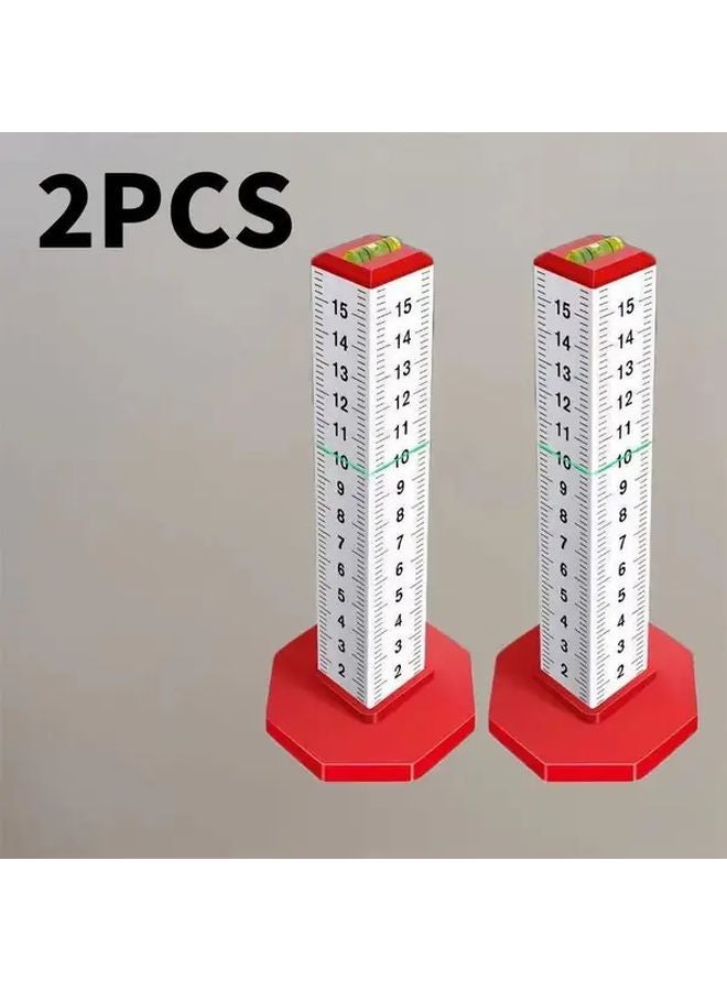 Red 2pcs Tile Leveling Ruler Positioning Tool High Precision Spirit Level Industrial Measuring Instrument Easy to Carry - Image 1
