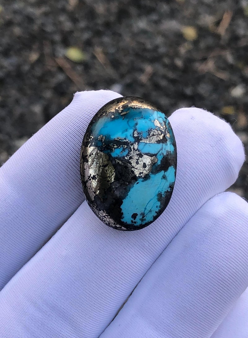 HADIGEMS December Birthstone - Natural Turquoise with Pyrite inclusions - 50ct - Image 2