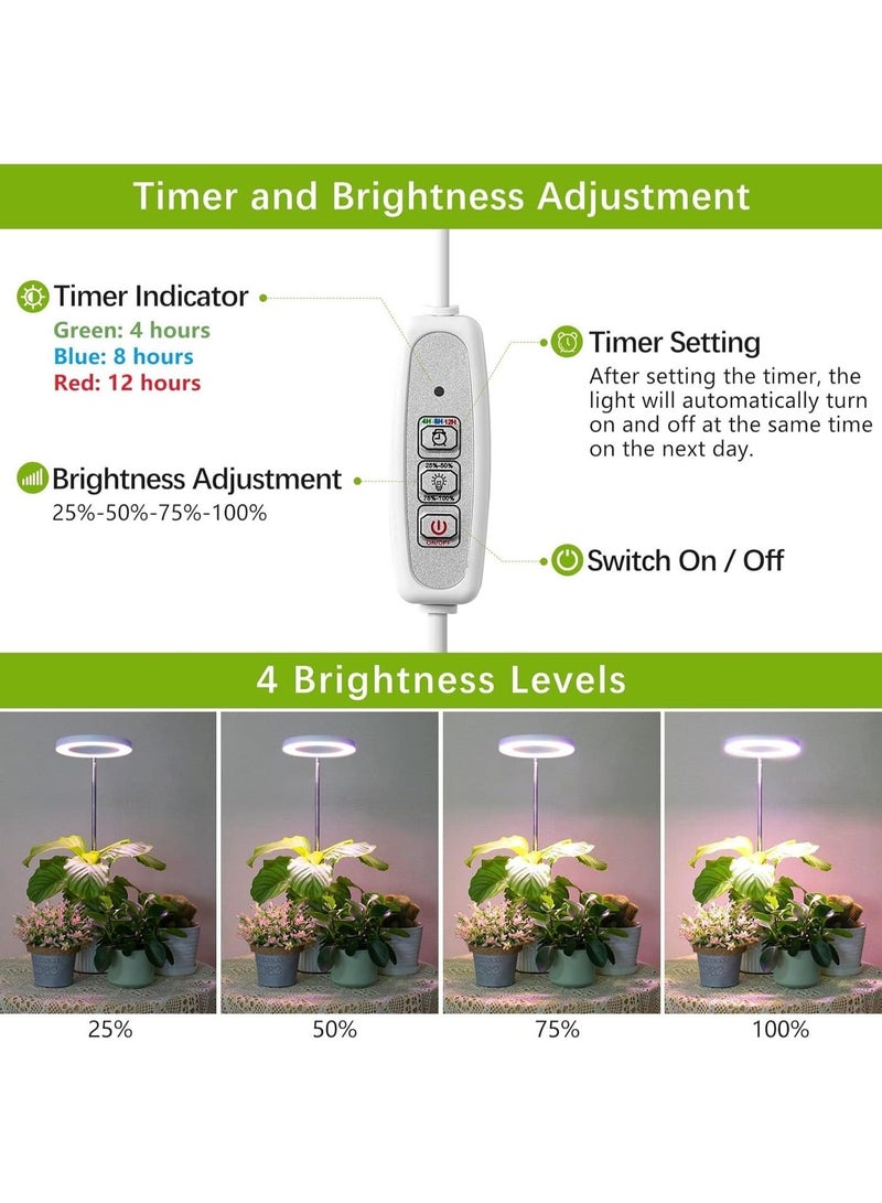 YOUWE7 Grow Light, LED Plant Light for Indoor Plants Growing, Full Spectrum Desk Growth Lamp with Automatic Timer for 4H/8H/12H, 4 Dimmable Levels, Height Adjustable 9.8"-30.6" - Image 4