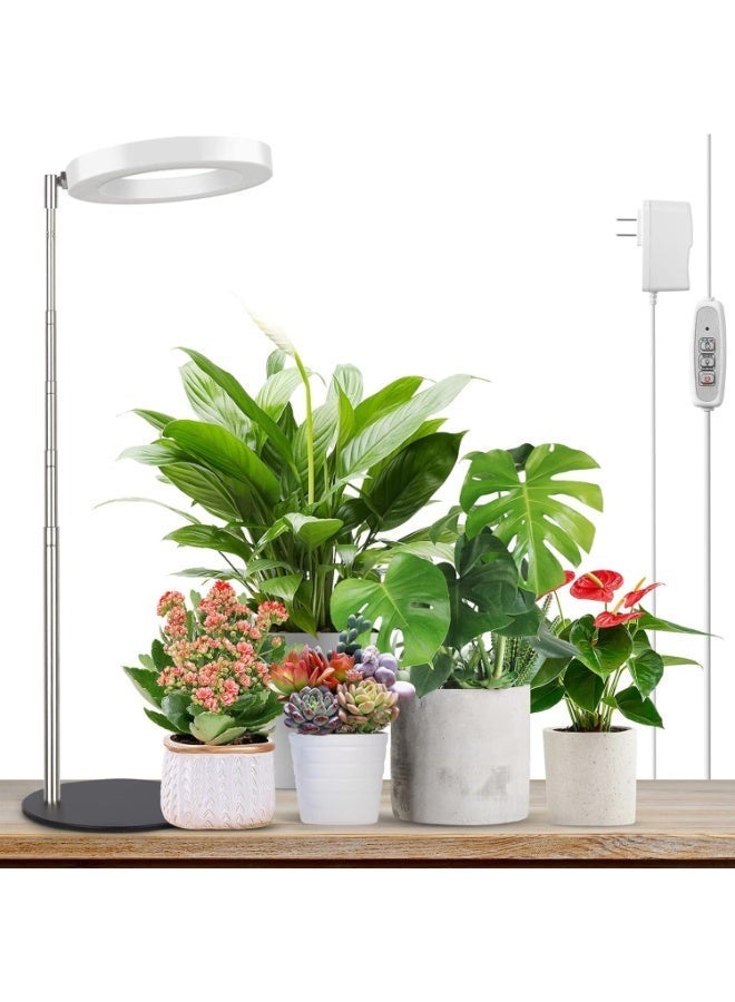 YOUWE7 Grow Light, LED Plant Light for Indoor Plants Growing, Full Spectrum Desk Growth Lamp with Automatic Timer for 4H/8H/12H, 4 Dimmable Levels, Height Adjustable 9.8"-30.6" - Image 1