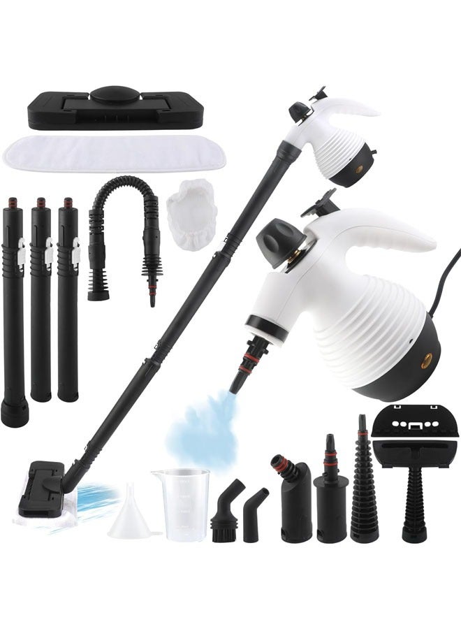 هاي هونور مساحة بالبخار مع منظف بخاري محمول قابل للفك، سعة 350 مل، منظف للأرضيات بقوة 1050 واط للاستخدام المنزلي مع مجموعة ملحقات مكونة من 16 قطعة، خالي من المواد الكيميائية، جهاز بخاري متعدد الاستخدامات لتنظيف الأرضيات، البلاط، النوافذ، الأرائك، المفاصل، الأوساخ، والسيارات. - Image 1