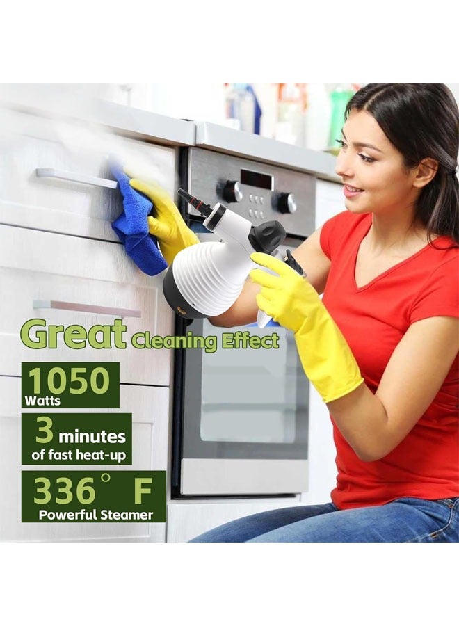 هاي هونور مساحة بالبخار مع منظف بخاري محمول قابل للفك، سعة 350 مل، منظف للأرضيات بقوة 1050 واط للاستخدام المنزلي مع مجموعة ملحقات مكونة من 16 قطعة، خالي من المواد الكيميائية، جهاز بخاري متعدد الاستخدامات لتنظيف الأرضيات، البلاط، النوافذ، الأرائك، المفاصل، الأوساخ، والسيارات. - Image 5