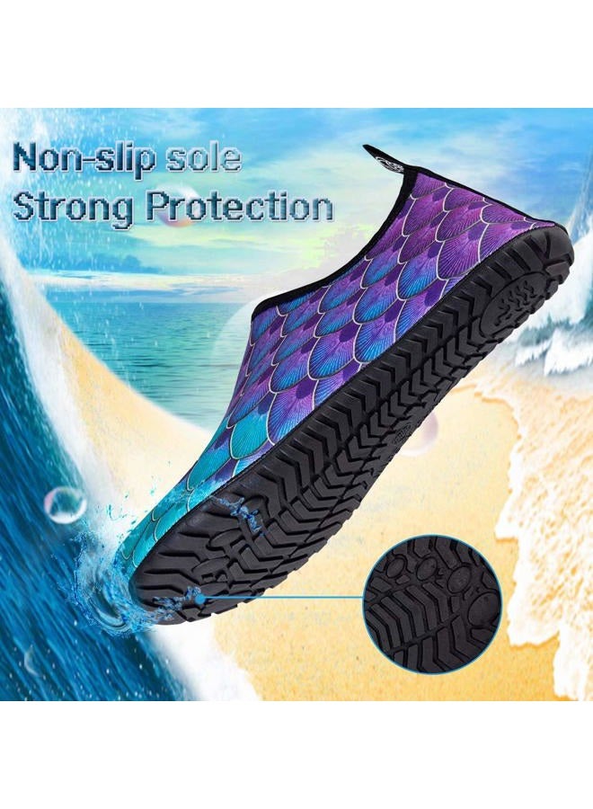 YALOX Water Shoes Women's Men's Outdoor Beach Swimming Aqua Socks Quick-Dry Barefoot Shoes Surfing Yoga Pool Exercise(YL-Blue/Green,38/39EU), Multicolor, 7.5-8.5 Women/6-7 Men - Image 3
