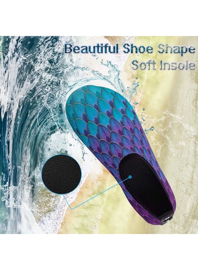 YALOX Water Shoes Women's Men's Outdoor Beach Swimming Aqua Socks Quick-Dry Barefoot Shoes Surfing Yoga Pool Exercise(YL-Blue/Green,38/39EU), Multicolor, 7.5-8.5 Women/6-7 Men - Image 2