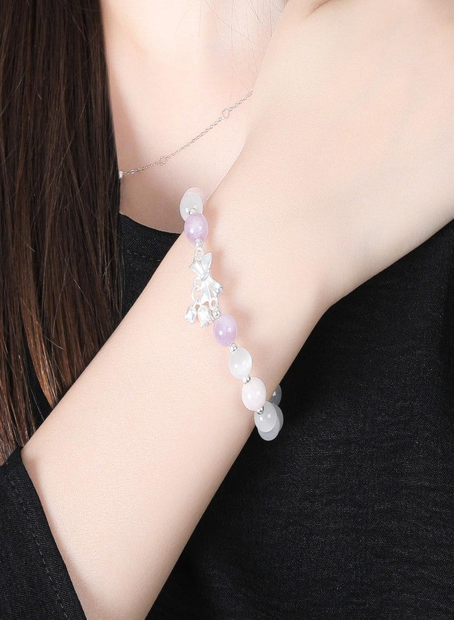 Moslovstar Natural Cat Eye Bracelet with Dainty Bow Flower Charm Handmade Jewelry Gift for Meditation Yoga Spiritual Healing 8mm Round Beads - Image 4