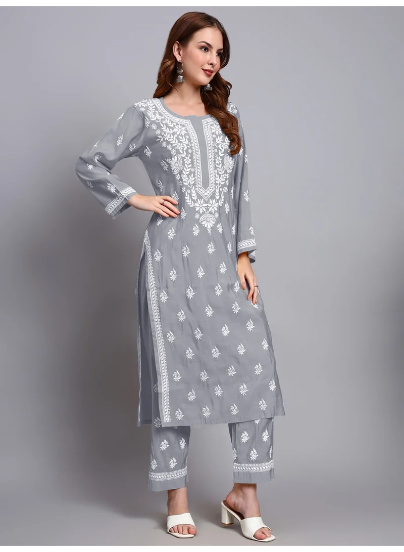 Alaya AL4089KS Hand Embroidered Chikankari Chanderi Kurta Set-AL4089KS for Women | Best Price UAE
