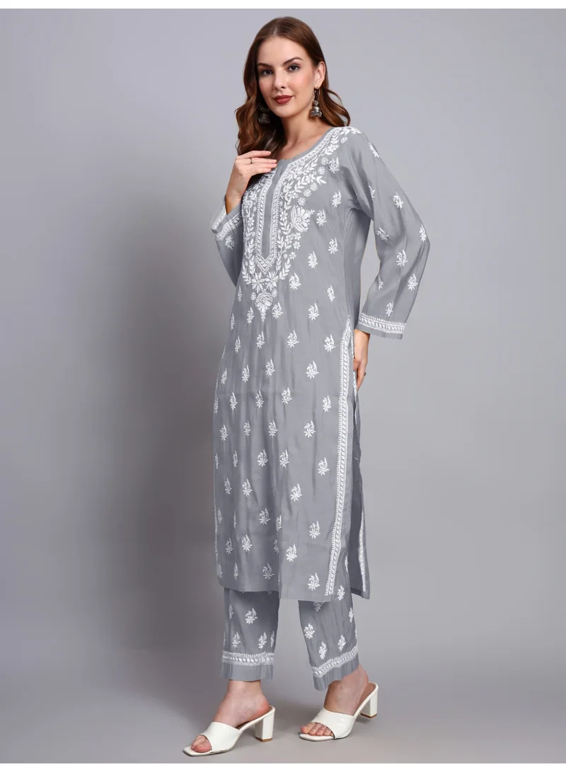Alaya AL4089KS Hand Embroidered Chikankari Chanderi Kurta Set-AL4089KS for Women | Best Price UAE