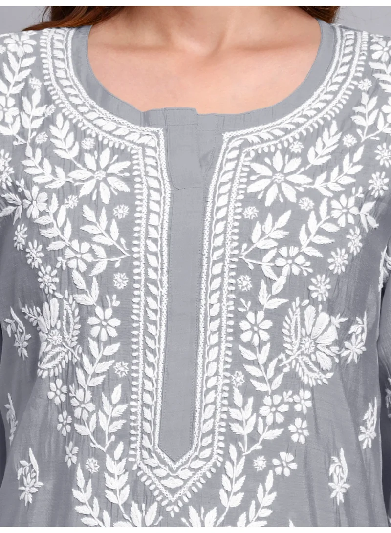 Alaya AL4089KS Hand Embroidered Chikankari Chanderi Kurta Set-AL4089KS for Women | Best Price UAE