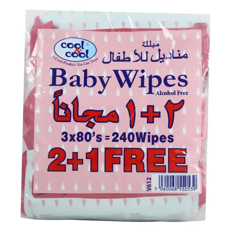 Cool & Cool Cool and Cool Ultra Sensitive and Gentle Baby Wipes For Sensitive and Delicate Skin- 3X80 Wipes - Image 1