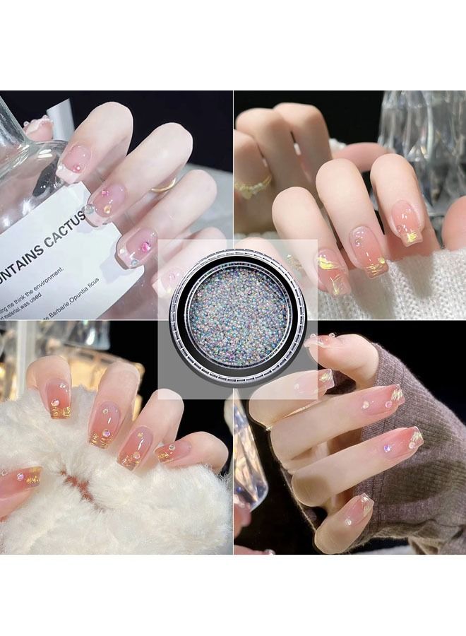 ZCM-HAPPY 8 Colors Nail Art Palette Glitter Nail Powder and 1 Box of Transparent Magic Blister Beads Nail Art Jewelry - Image 5