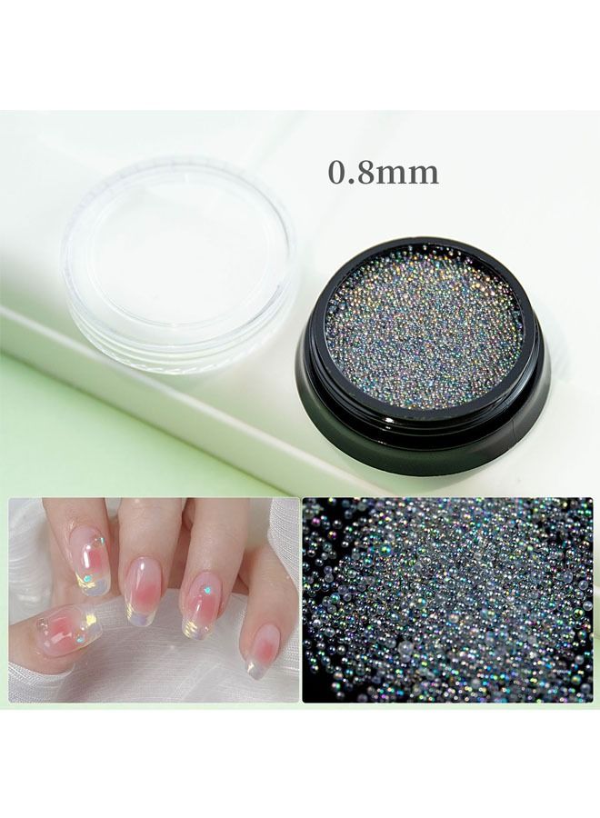 ZCM-HAPPY 8 Colors Nail Art Palette Glitter Nail Powder and 1 Box of Transparent Magic Blister Beads Nail Art Jewelry - Image 4