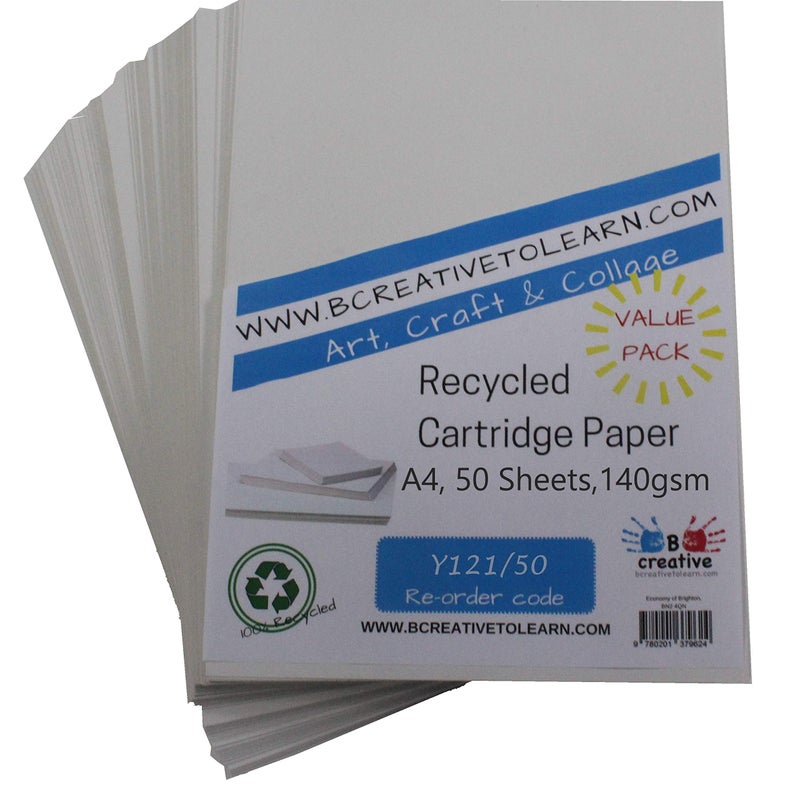100 Eco Recycled Art A4 Cartridge Paper White Great Art Paper 140gsm Pack of 125 Sheets  Suitable for bookmaking Sketching Painting Printing and More
