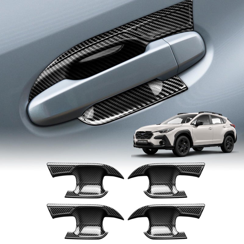 KUNGKIC for 2023 2024 2025 Subaru Crosstrek Base Premium Sport Limited Exterior Door Handle Bowl Covers Carbon Fiber Pattern Protect Exterior Car Accessories ABS
