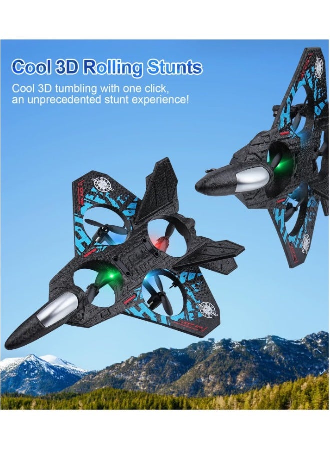 Generic - Remote Control Drone Plane 2.4GHz Quadcopter Hovering with Auto Hovering Fighter Aircraft RC Airplane RTF for Beginner Kids and Adults 3D Flip Airplane Toy with Colored Lights USB Charging Model L0712 - Image 1