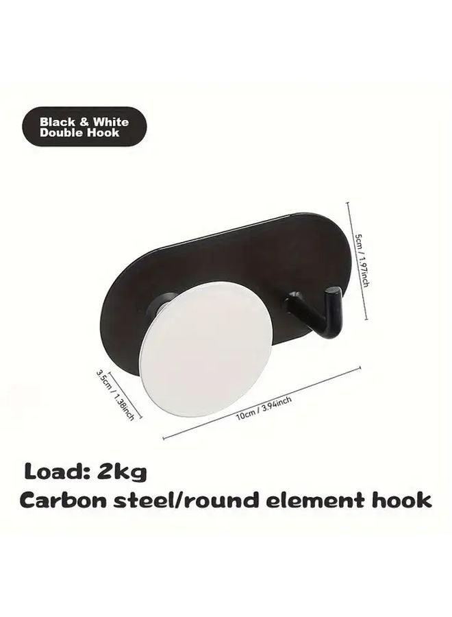 خطافات لاصقة ثنائية الخطاف شديدة التحمل بالأبيض والأسود لا تحتاج إلى حفر تثبيت قوي - Image 1