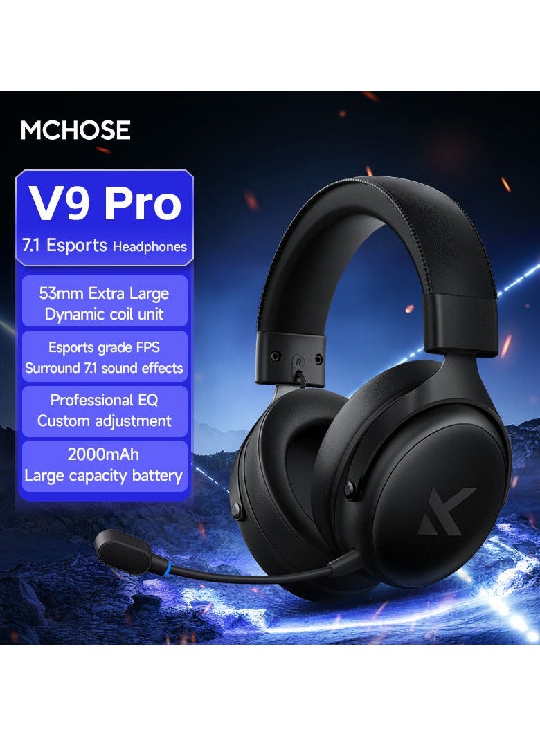 مكشوزي سماعة ألعاب لاسلكية V9 Pro، صوت محيطي 7.1 لأجهزة PS5 وPS4 وسماعات رأس Switch للألعاب، سماعة ألعاب ثلاثية الأوضاع، ميكروفون عازل للضوضاء، بطارية تدوم 250 ساعة، خفيفة الوزن - Image 3