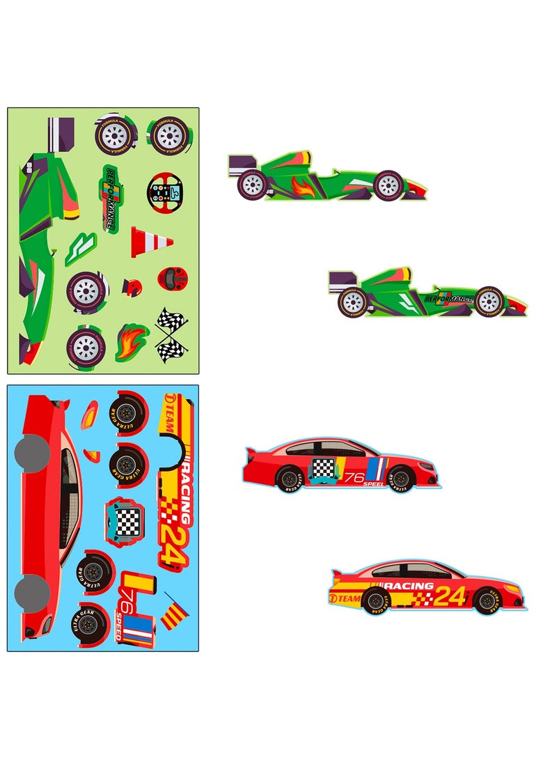 24 Sheets Car Stickers for Kids, Make Your Own Stickers DIY Race Car Stickers, Make a Face Car Stickers for Race Car Party Favors Car Themed Birthday Party Decorations - Image 5