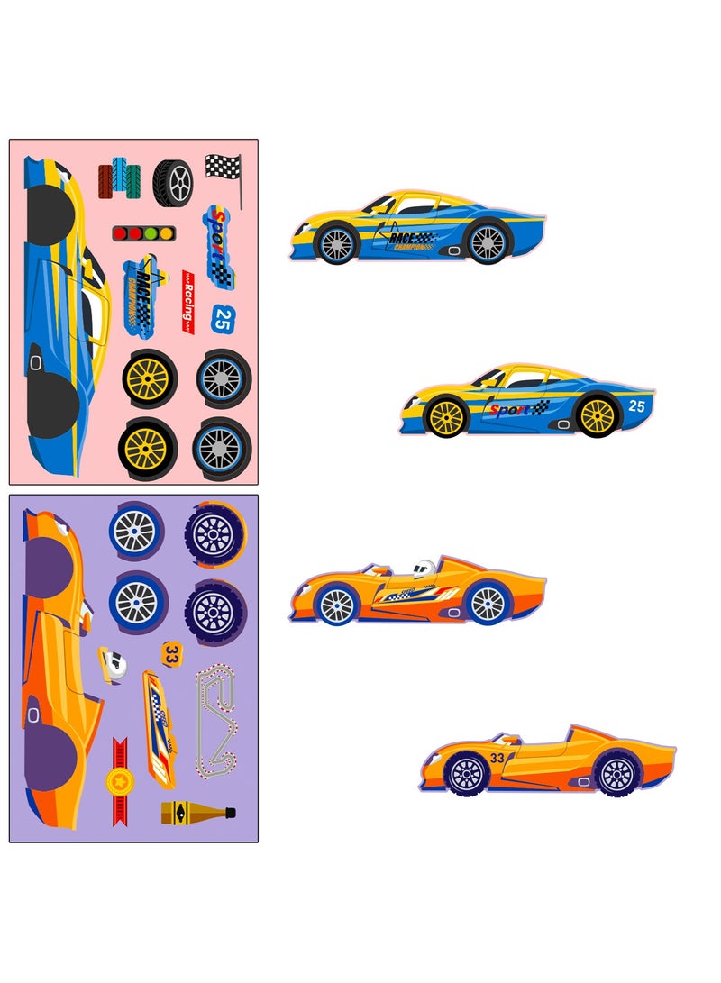 24 Sheets Car Stickers for Kids, Make Your Own Stickers DIY Race Car Stickers, Make a Face Car Stickers for Race Car Party Favors Car Themed Birthday Party Decorations - Image 4