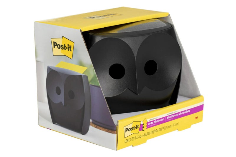 Post It Post-it Owl Note Dispenser, Includes 1 Pad of Post-it 3 in X 3 in Super Sticky Dispenser Pop-up Notes, 45 Sheets (OWL-330-BK) - Image 2