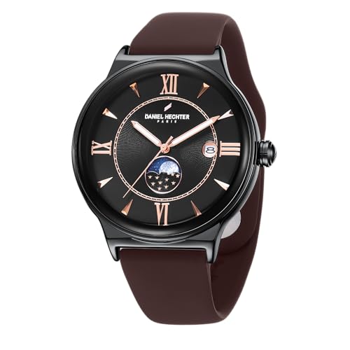 Daniel Hechter Paris Round Dial Watch for Men with Roman Indices, Stylish Silicone Strap, Water Resistant & Quartz Movement - Image 1