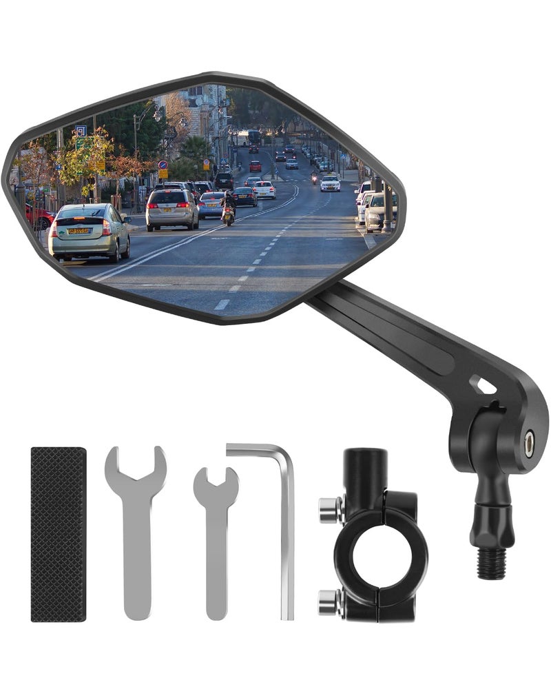 WUVOP Bike Mirror Handlebar Mount, HD Wide Rear View Bicycle Mirrors for Handlebars with Scratch Resistant Glass, 360Â°Adjustable Bike Rear View Mirror for Scooter, Motorcycle, Bikes (HD Lens: Left) - Image 1