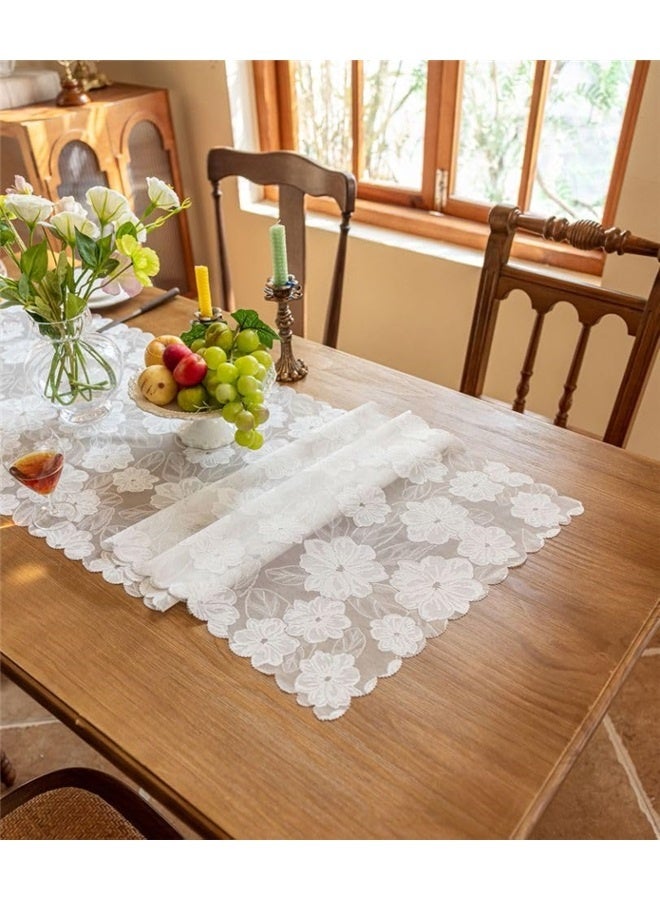 New Lace Tablecloth Tea Table Top Premium Light Luxury Studio Atmosphere Tablecloth Beige (45*240cm) - Image 3