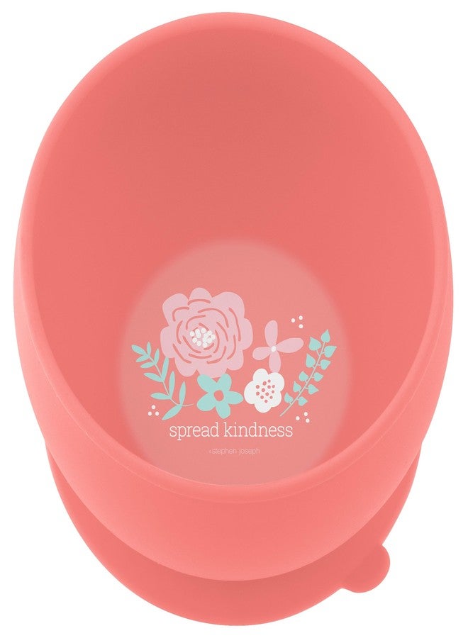 Stephen Joseph, Silicone Baby Bowls, Suction Bowl, Stay Put Suction Bowl, First Stage Self Feeding, Coral Flower - Image 1