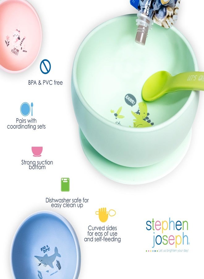 Stephen Joseph, Silicone Baby Bowls, Suction Bowl, Stay Put Suction Bowl, First Stage Self Feeding, Coral Flower - Image 4
