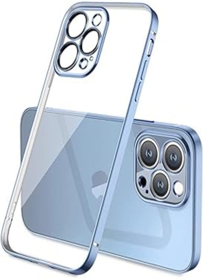 Generic - Luxury Plating Transparent Soft Silicone Case with Protector Camera Lens Compatible with iPhone 11Pro (Clear - Blue) - Image 1