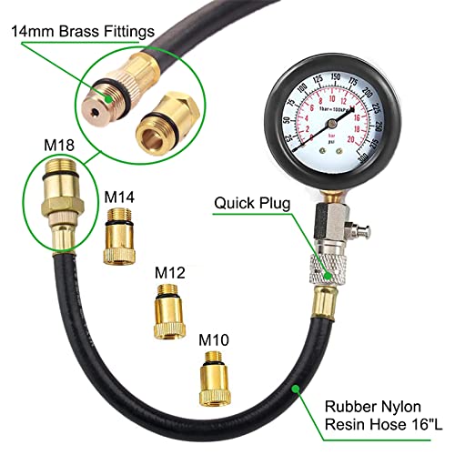 KAKO Petrol Engine Cylinder Compression Tester Kit and Spark Plug Tester Tool Fit for Automotive Car Lawnmower Truck Chainsaw Motorcycle Boat Petrol Gas Engine Diagnostic Compression Tester Kit (9 Pcs) - Image 5