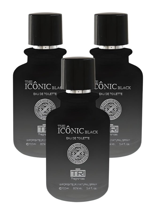 عطور TRI 3 قطع عطر بلاك أيقوني للرجال 100 مل - Image 1