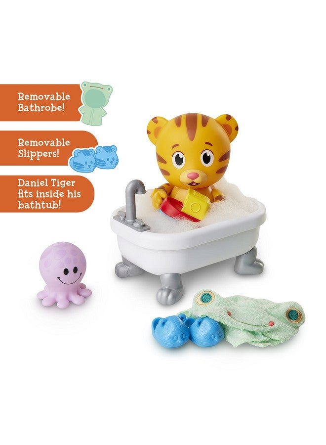 Daniel Tiger's Neighborhood Daniel Tiger's Neighborhood Bath Time Daniel Tiger Figure is 7" Tall - Articulated Neck, Arms & Legs, Comes with Cute Frog Robe & Tigey-Shaped Slippers (B07P3H1J6J) - Image 2