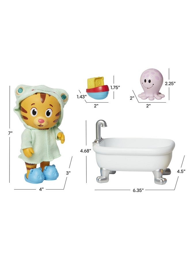 Daniel Tiger's Neighborhood Daniel Tiger's Neighborhood Bath Time Daniel Tiger Figure is 7" Tall - Articulated Neck, Arms & Legs, Comes with Cute Frog Robe & Tigey-Shaped Slippers (B07P3H1J6J) - Image 3