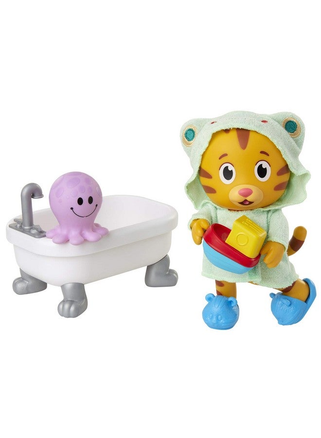 Daniel Tiger's Neighborhood Daniel Tiger's Neighborhood Bath Time Daniel Tiger Figure is 7" Tall - Articulated Neck, Arms & Legs, Comes with Cute Frog Robe & Tigey-Shaped Slippers (B07P3H1J6J) - Image 1