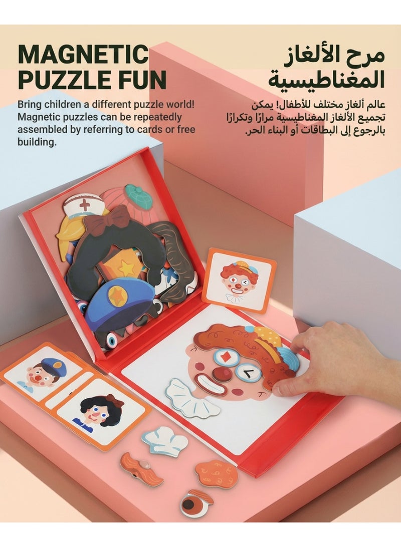 صندوق ألغاز الحروف المغناطيسية للأطفال لعبة تعليمية لمرحلة ما قبل المدرسة — مزج وتوفيق التعبيرات والعواطف بحرية — لعبة تعليمية مبكرة من قطع كبيرة — قطع مغناطيسية قوية تثير الخيال والمهارات الحركية الدقيقة — لعبة سفر - Image 3