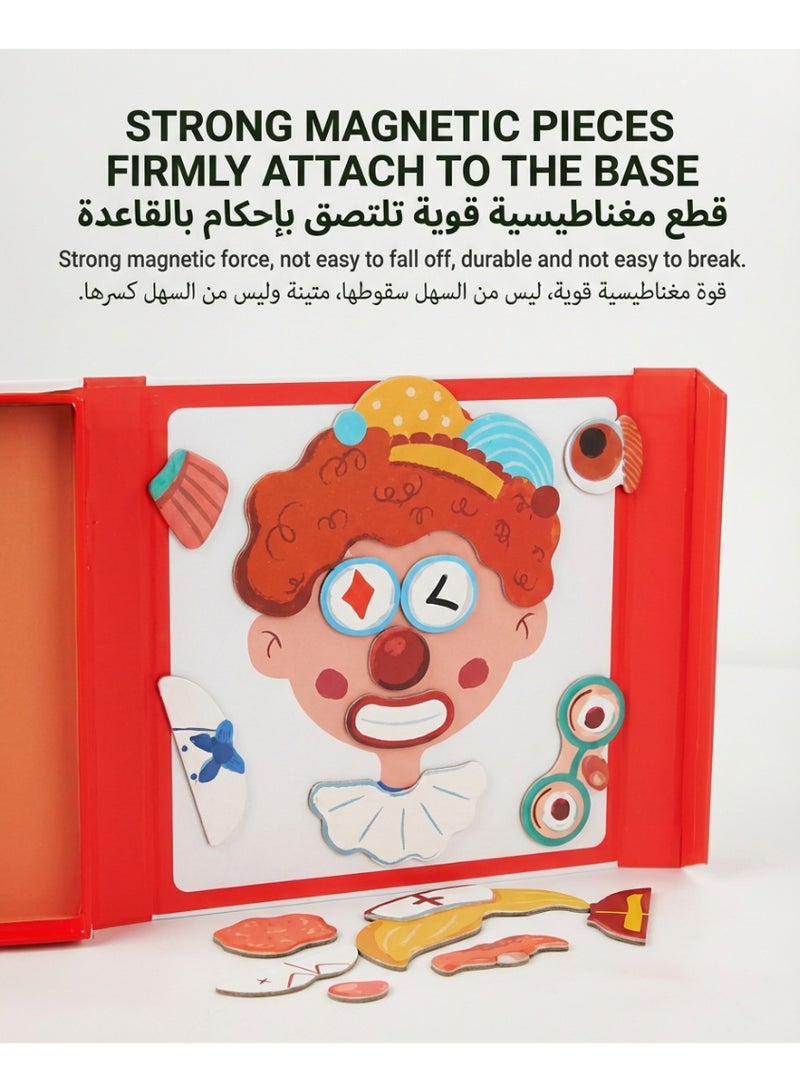 صندوق ألغاز الحروف المغناطيسية للأطفال لعبة تعليمية لمرحلة ما قبل المدرسة — مزج وتوفيق التعبيرات والعواطف بحرية — لعبة تعليمية مبكرة من قطع كبيرة — قطع مغناطيسية قوية تثير الخيال والمهارات الحركية الدقيقة — لعبة سفر - Image 4