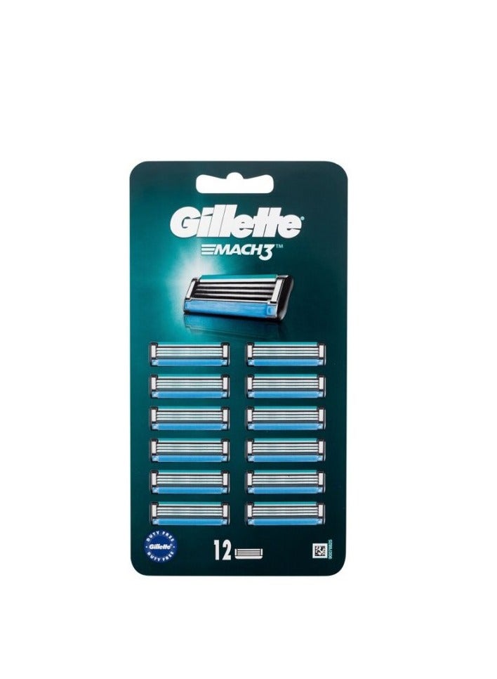 Gillette Gillette Mach3 Razor Blades Men, Pack of 12 Blade Refills  - Image 1