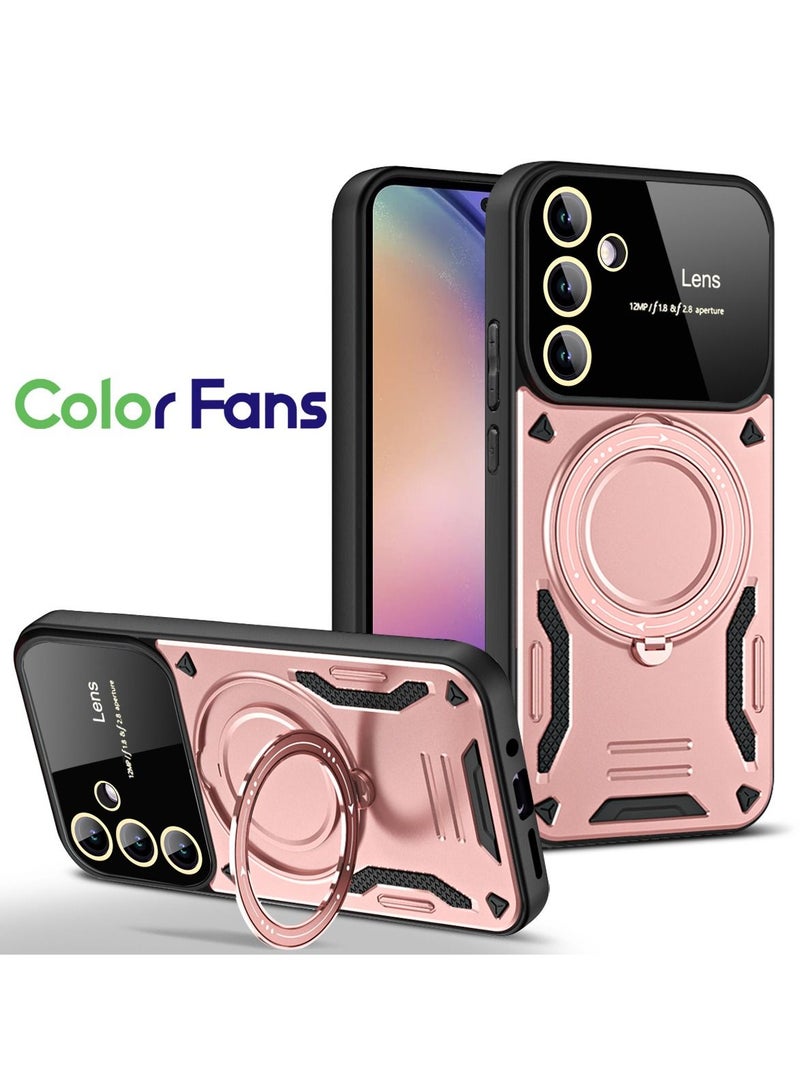 Color Fans MagSafe Case for Samsung A54 Roterende Kickstand PC+TPU Cover Pink
