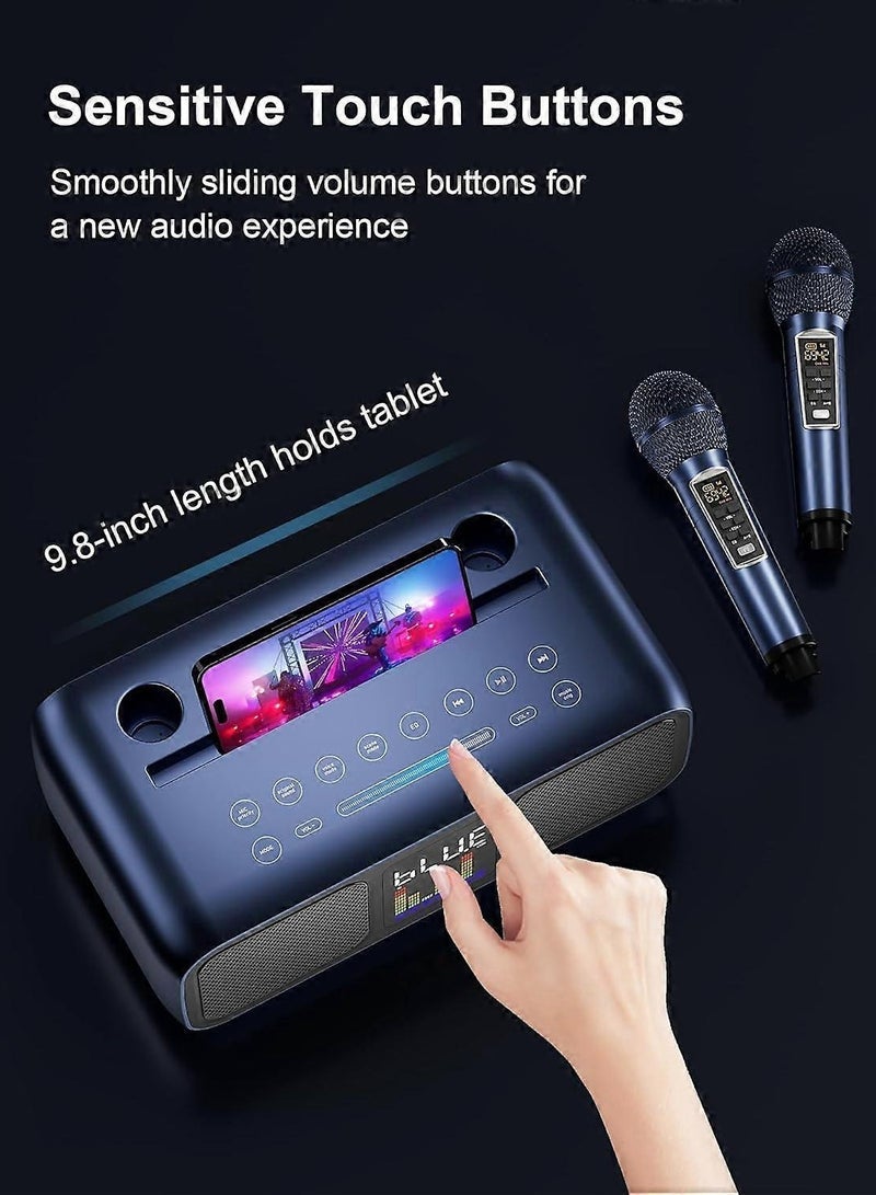 SDRD Karaoke Machine for Adults & Kids, Rechargeabl Portable Speaker with 2 UHF Wireless Microphones,Supports AUX/USB/Type C/TF Card/Bluetooth,PA System for Home, Party, Outdoors&Indoors Activities gold - Image 5