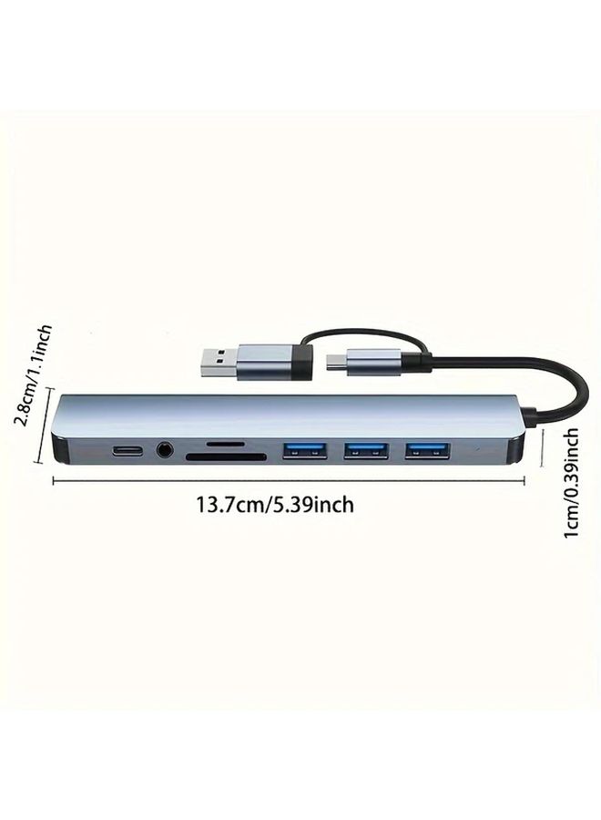 8 In 1 USB Hub With Audio Jack Multi Port Adapter For Tablets USB Powered 5V - Image 2