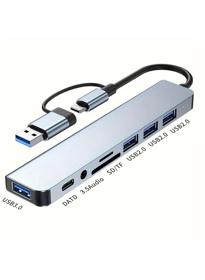 8 In 1 USB Hub With Audio Jack Multi Port Adapter For Tablets USB Powered 5V - Image 3