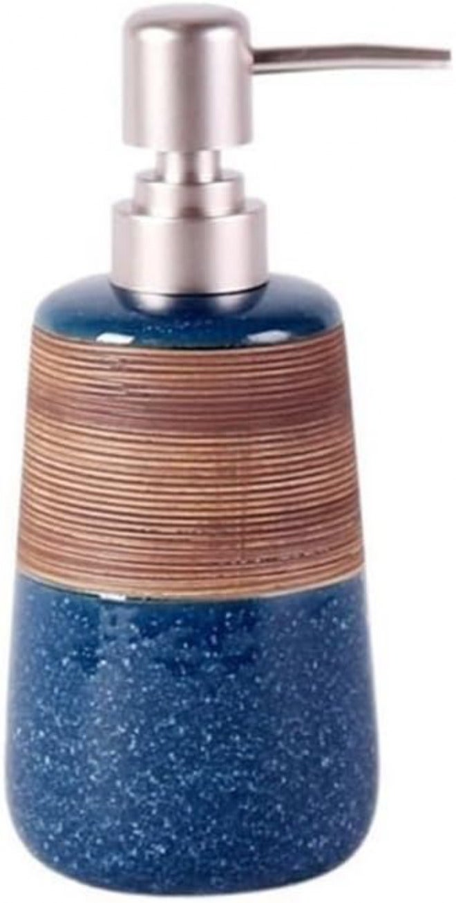 Soap Dispenser Shower Gel Hair Wash Water Pusher Lotion Dispenser Dispenser Empty Bottle Hotel Ceramic Soap Dispenser(Blue) - Image 1