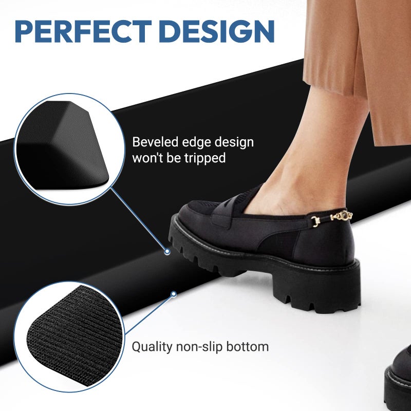 StepLively 4/5 Inch Thick Kitchen Mat - Cushioned Anti Fatigue Mats for Kitchen Floor - Easy to Clean, Water Resistant, Non-Slip Kitchen Rug for Sink, Office, Kitchen (17''x24'' Black) - Image 5