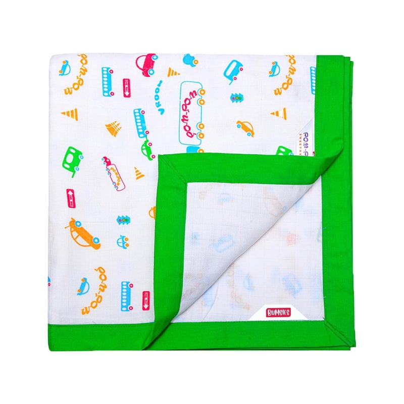 BUMSIES 100 Muslin Cotton 2 Layer Baby Swaddle WrapBlanketPlaymat Soft SkinFriendly Nursery Essential for New Born Babies Perfect for Gifting Size 120 X 120 cm 012 Months Printed