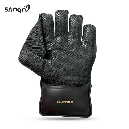 SNAGA Premium Leather Wicket Keeping Gloves, Durable Construction, Superior Grip, High-Density Finger Protection, Ergonomic Design for Enhanced Flexibility and Comfort (Players) - Image 3