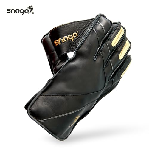 SNAGA Premium Leather Wicket Keeping Gloves, Durable Construction, Superior Grip, High-Density Finger Protection, Ergonomic Design for Enhanced Flexibility and Comfort (Players) - Image 4