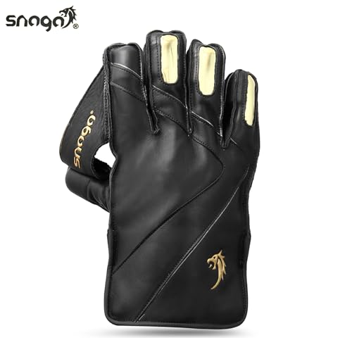 SNAGA Premium Leather Wicket Keeping Gloves, Durable Construction, Superior Grip, High-Density Finger Protection, Ergonomic Design for Enhanced Flexibility and Comfort (Players) - Image 5